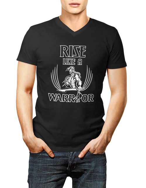 Tričko Rise like a Warrior černobílé S