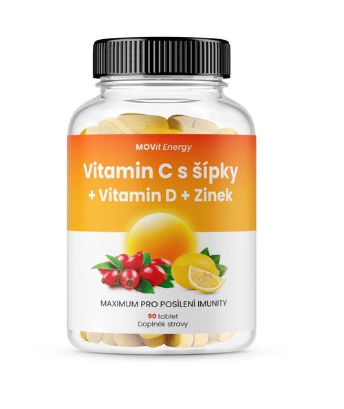 MOVit Energy Vitamin C 1200 mg s šípky + Vitamin D + Zinek PREMIUM 90 tablet