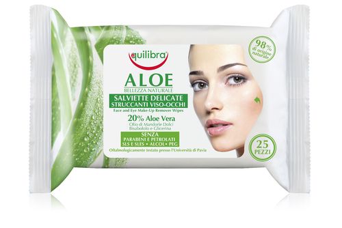 Equilibra Aloe Face/Eye Make up Remover Wipes odličovací ubrousky 25 ks