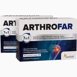 ArthroFar doplněk stravy na klouby (2měsíční program) – pomocník č. 1 na problémy s klouby – s kolagenem a glukosaminem. 120 kapslí | Sensilab