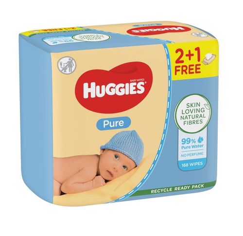 Huggies Pure Triplo vlhčené ubrousky 3x56 ks