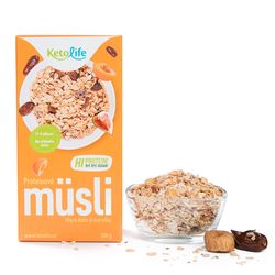 KetoLife Proteinové lowcarb müsli - Fíky, datle a meruňky (500 g) - 100% česká keto dieta