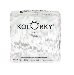 KOLORKY DAY Jednorázové eko plenky vel. M 5-8 kg 21 ks srdce