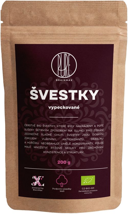 BrainMax Pure Švestky BIO vypeckované, 200 g *CZ-BIO-001 certifikát