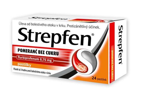 Strepfen Pomeranč bez cukru 8,75 mg 24 pastilek