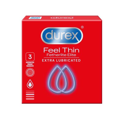 Durex Feel Thin Extra Lubricated kondomy 3 ks