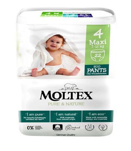 Moltex Pure & Nature Maxi 7-12 kg plenkové kalhotky 22 ks