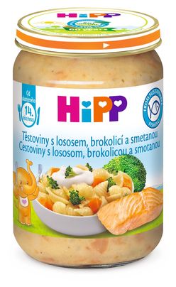 HiPP MENU BIO Těstoviny s lososem, brokolicí a smetanou 250g