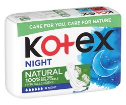 Kotex NATURAL Night vložky 6 ks