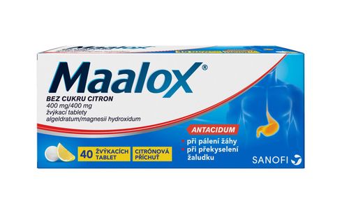 Maalox BEZ CUKRU CITRON 40 žvýkacích tablet