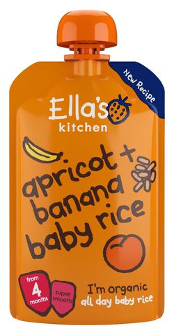 Ellas Kitchen BIO Dětská rýže Banán a meruňka kapsička 120 g