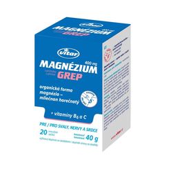 Vitar Magnézium Grep 400 mg + vitamin B6 + vitamin C 20 sáčků
