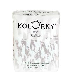 KOLORKY DAY Jednorázové eko plenky vel. XL 12-16 kg 17 ks peří