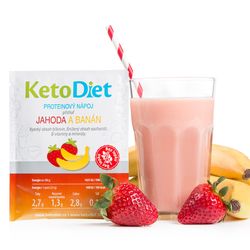 KetoDiet Proteinový nápoj příchuť jahoda a banán (7 porcí) - 100% česká keto dieta