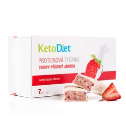 KetoDiet Proteinové tyčinky Crispy příchuť Jahoda (7 ks – 7 porcí) - 100% česká keto dieta
