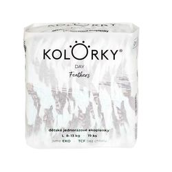 KOLORKY DAY Jednorázové eko plenky vel. L 8-13 kg 19 ks peří