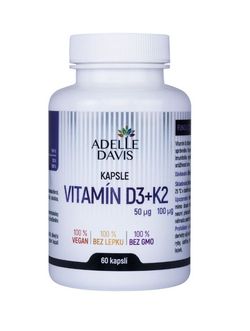 Adelle Davis Vitamín D3 50 mcg + K2 100 mcg 60 kapslí