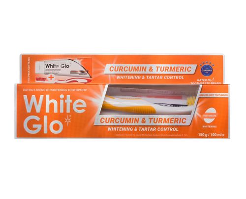 White Glo Bělicí zubní pasta s kurkumou 100 ml + kartáček