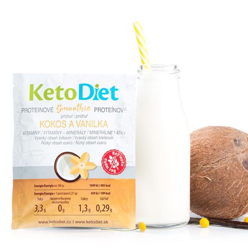 KetoDiet Proteinové smoothie příchuť kokos a vanilka (7 porcí) - 100% česká keto dieta