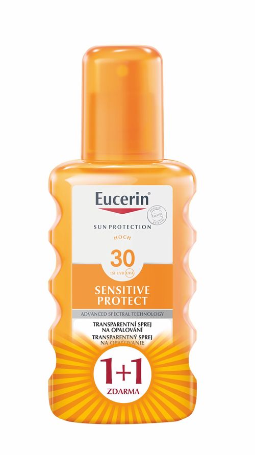 Eucerin SUN Sensitive Protect SPF30 transparentní sprej 2x200 ml 1+1 ZDARMA