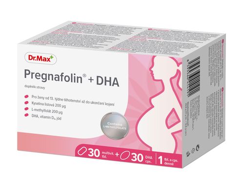 Dr.Max Pregnafolin + DHA 30 tablet + 30 kapslí
