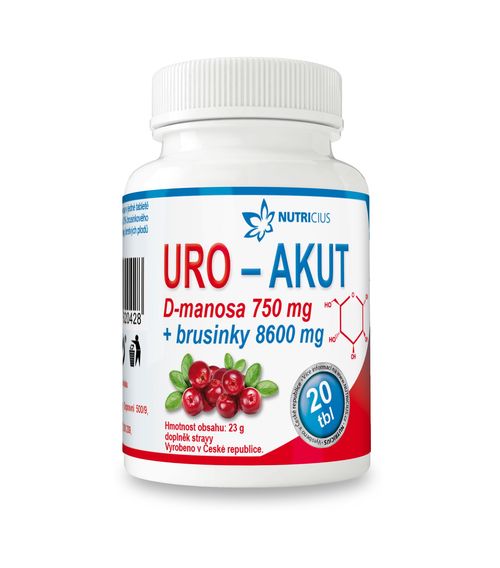 Nutricius URO-AKUT Manosa 750 mg + Brusinky 8600 mg 20 tablet