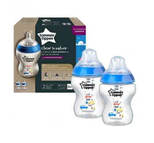 Tommee Tippee C2N 0m+ 260 ml kojenecká láhev 2 ks modrá