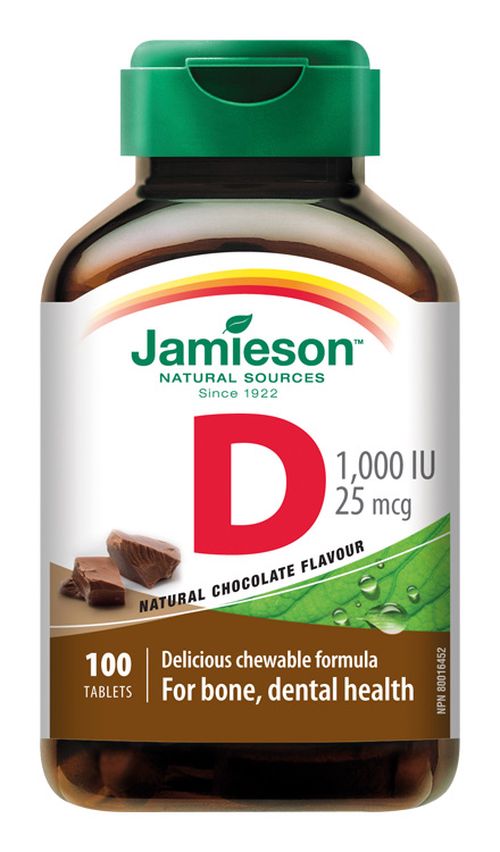 Jamieson Vitamín D3 1000 IU příchuť čokoláda 100 cucacích tablet