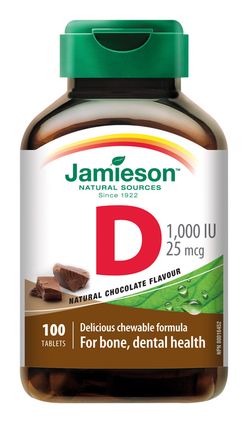 Jamieson Vitamín D3 1000 IU příchuť čokoláda 100 cucacích tablet
