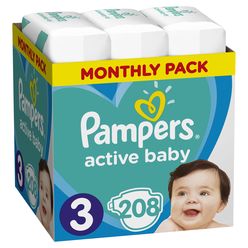 Pampers Active Baby vel. 3 dětské pleny Monthly Box 208 ks