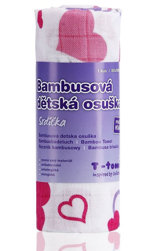 T-tomi Bambusová BIO osuška 1 ks srdíčka