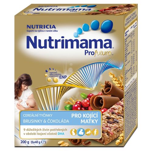 Nutrilon Nutrimama Cereální tyčinky pro kojící matky brusinky a čokoláda 5x40 g