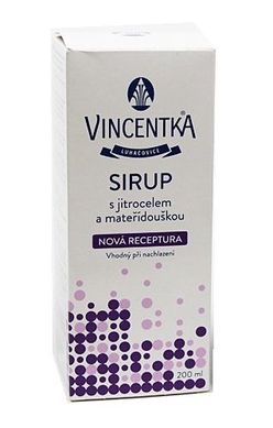 Vincentka Sirup s jitrocelem a mateřídouškou 200 ml