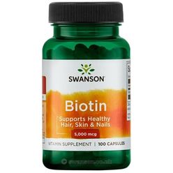 Swanson Biotin, 5000 mcg, 100 kapslí