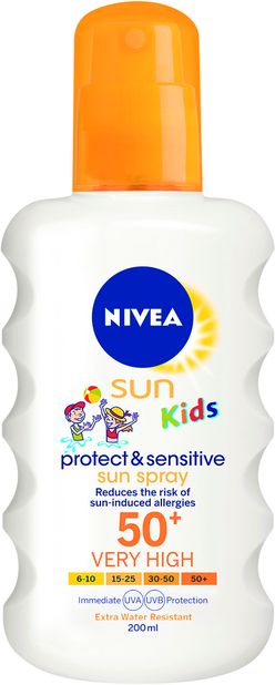 Nivea SUN Dětský sprej na opalování Sensitive OF50+ 200 ml